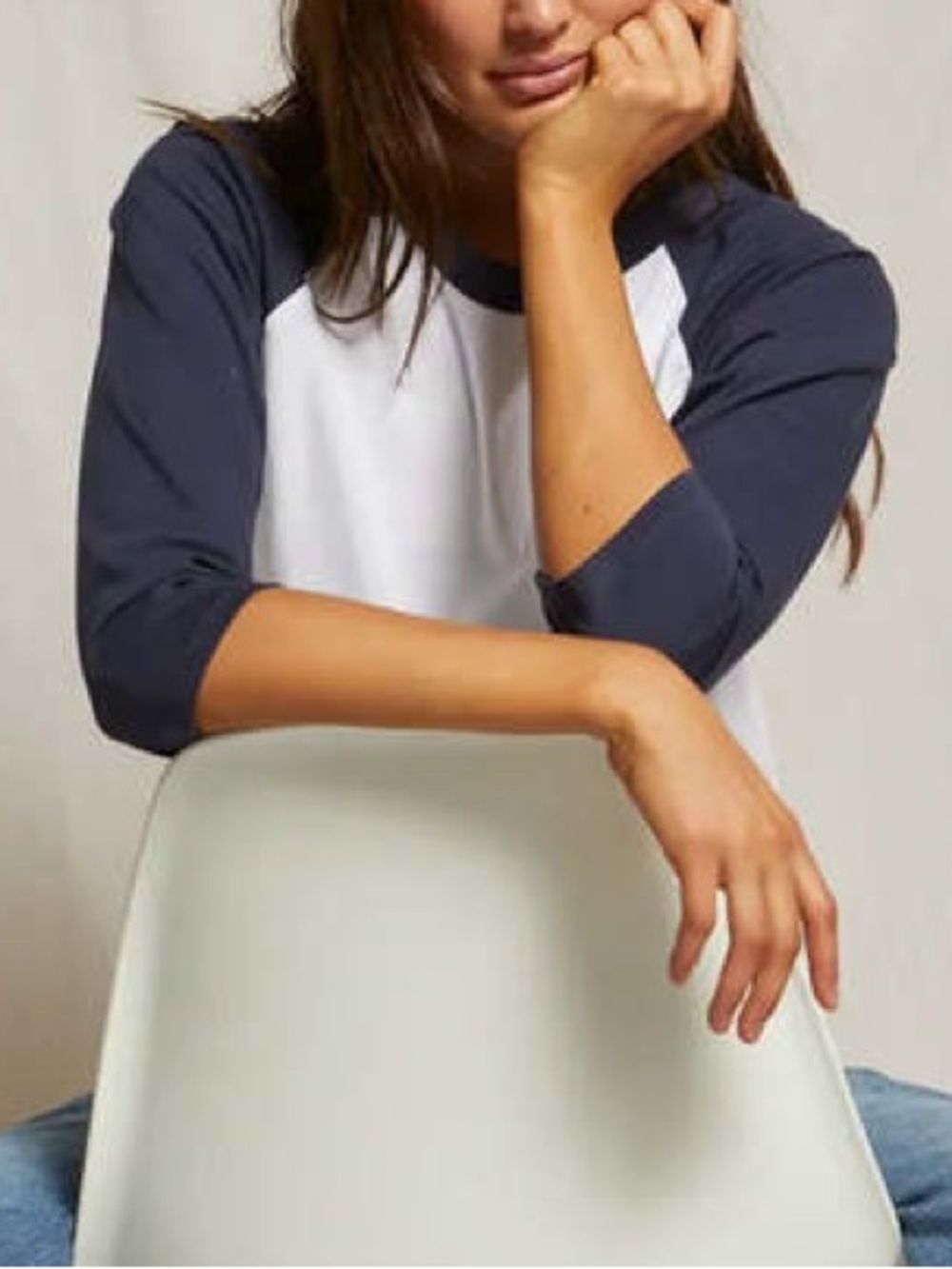 PERFECTWHITETEE MALCOM 3/4 SLEEVE - White/Grey
